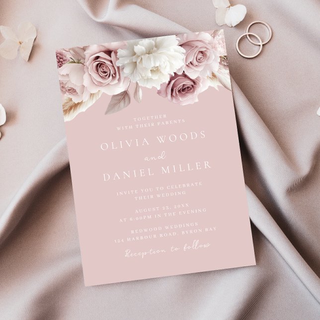 Gorgeous Dusty Rose Blush Wedding Invitation (Creator Uploaded)