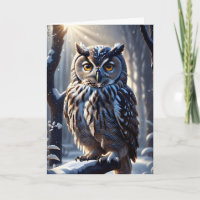 Gorgeous Eagle Owl in Snow on Tree Branch Limb