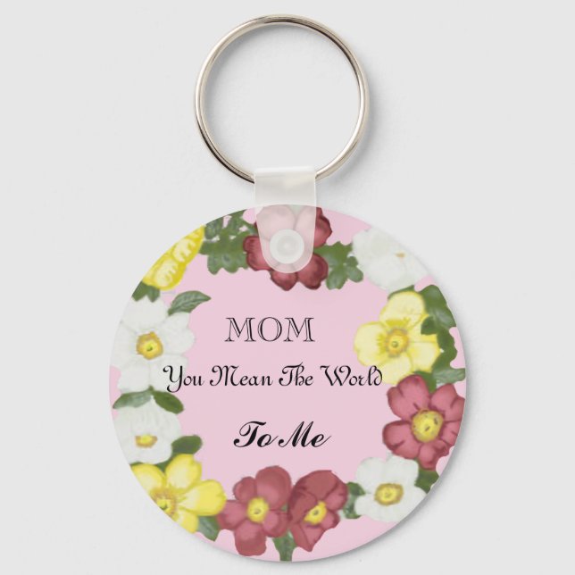 Gorgeous Editable Wild Rose Key Ring (Front)