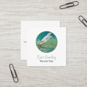Gorgeous Egret Shorebird On Water Art Square Business Card