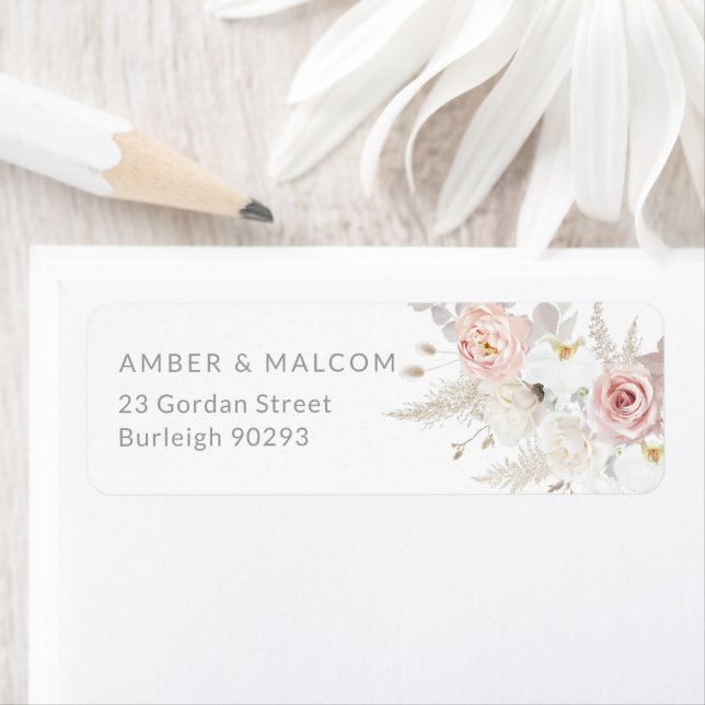 Gorgeous Elegance: Blush Wedding Return Address Label (Insitu)
