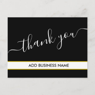 Gorgeous Elegant Gold Black Business THANK YOU Pos Postcard