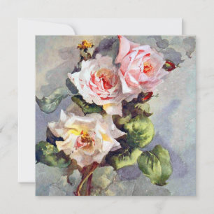 Gorgeous Elegant Pink Roses Watercolor Painting