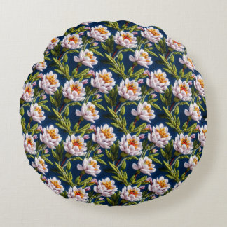 Gorgeous Embroidery Flowers Round Cushion