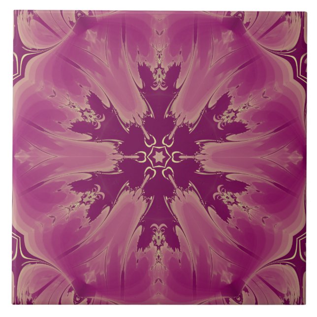 Gorgeous Exotic Flower Purple Shades Ceramic Tile (Front)