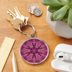Gorgeous Exotic Flower Purple Shades Key Ring