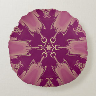 Gorgeous Exotic Flower Purple Shades Round Cushion