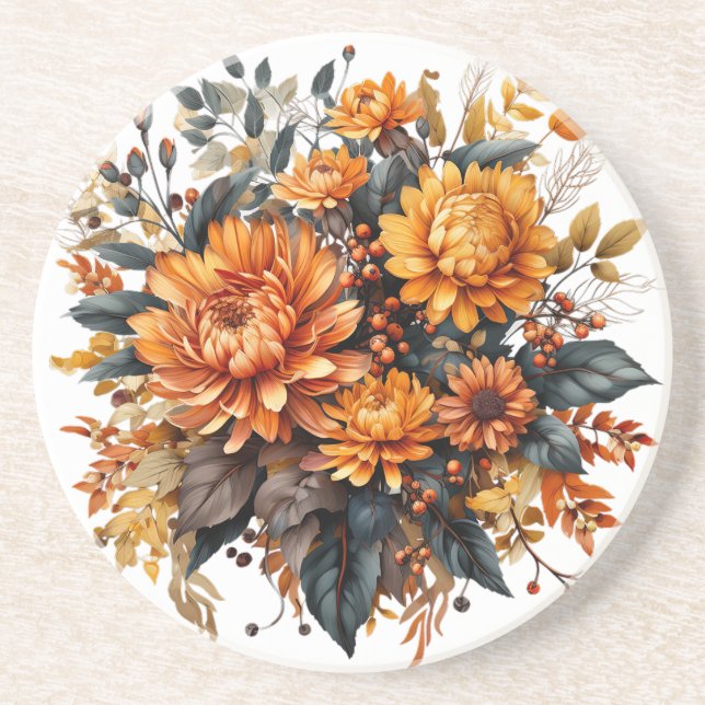 Gorgeous Fall Floral  Coaster (Front)