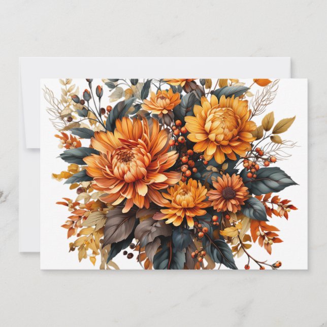 Gorgeous Fall Floral  Invitation (Front)