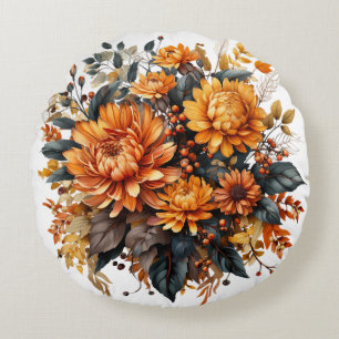 Gorgeous Fall Floral Round Cushion