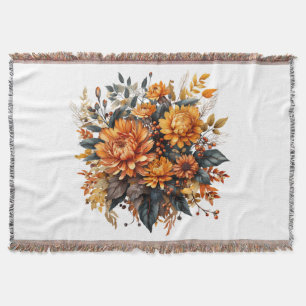 Gorgeous Fall Floral  Throw Blanket