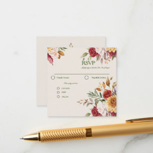 Gorgeous Fall Foliage Colourful Wedding RSVP Enclosure Card