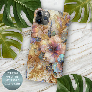 Gorgeous Faux Iridescent Glass Floral Art Pattern iPhone 16 Pro Max Case