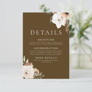 Gorgeous Floral Boho Wedding Details Enclosure Card