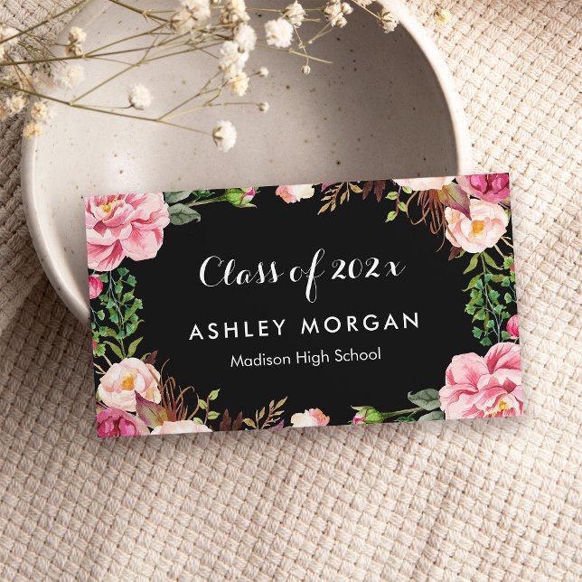 Gorgeous Floral Girly Graduation Students Calling Card (Creator Uploaded)
