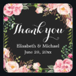 Gorgeous Floral Wreath Wrap Thank You Square Sticker<br><div class="desc">================= ABOUT THIS DESIGN ================= Romantic Floral Wreath Wrapping Invitation Suite. (1) All text style, colours, sizes can be modified to fit your needs. (2) If you need any customisation or matching items, please feel free to contact me. (In case you didn't get my response, please check the email SPAM...</div>