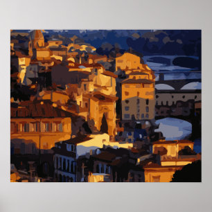Gorgeous Florence Italy Sunset Scene Poster