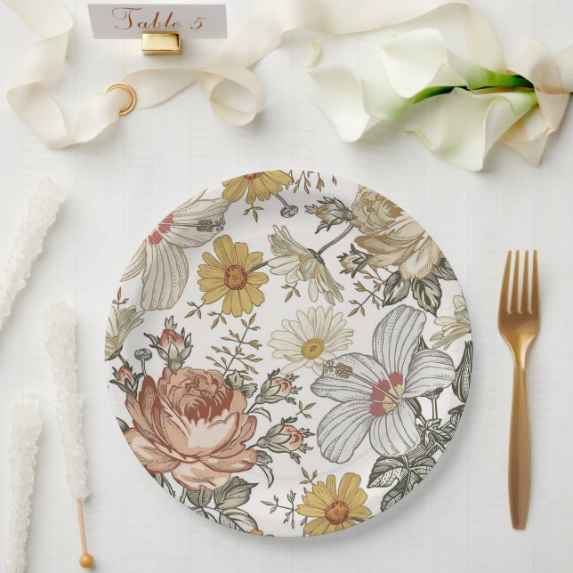 Gorgeous flowers paper plate (Wedding)