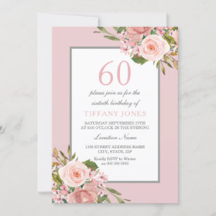 Gorgeous Flowers Womans 60th Birthday Party Invite