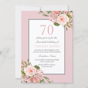 Gorgeous Flowers Womans 70th Birthday Party Invite