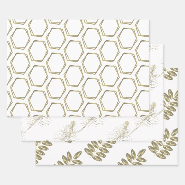 Gorgeous Foil Geometrical Glam Wrapping Paper Sheet (Set)