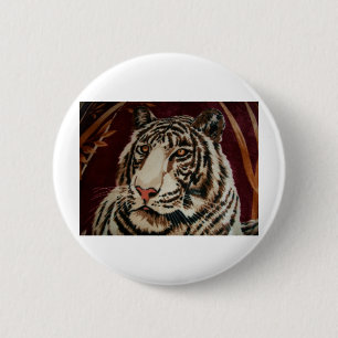 GORGEOUS GARDEN TIGER 6 CM ROUND BADGE