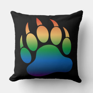 Gorgeous Gay Bear Paw On Black Cushion