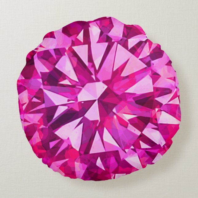 Gorgeous Gem Pink Round Cushion (Back)