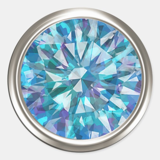 Gorgeous Gem with Blues and Purples Classic Round Sticker (Front)