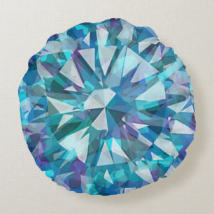 Gorgeous Gem with Blues and Purples Round Cushion