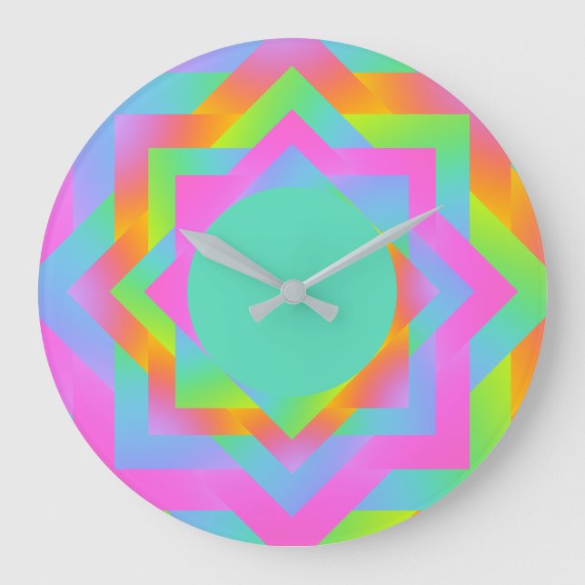 Gorgeous Geometric Rainbow Clock (Front)