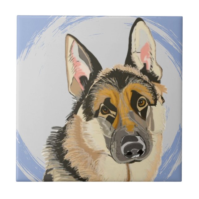 Gorgeous German Shepherd, Alsatian Ceramic Tile (Front)