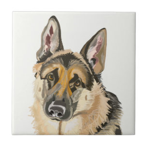 Gorgeous German Shepherd, Alsation Dog Ceramic Tile