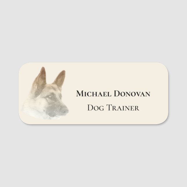 Gorgeous German Shepherd Portrait Name Tag (Front)