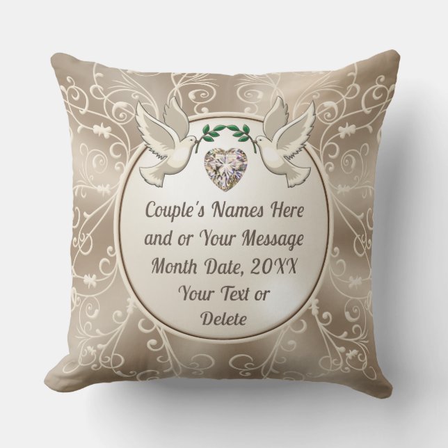 Gorgeous Gift for Newly Wed Couple, Personalised Cushion (Front)
