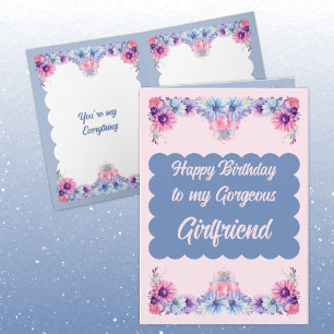 Gorgeous girlfriend flowers pink birthday card