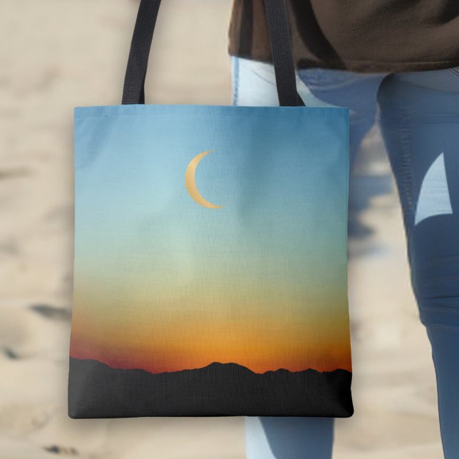 Gorgeous Glowing Moon Mountain Sunset Tote Bag (Creator Uploaded)