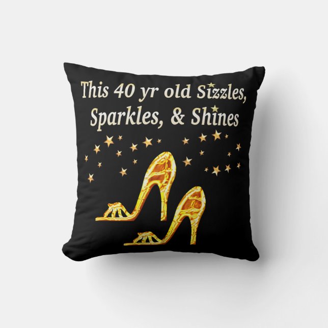 GORGEOUS GOLD 40TH SHOE QUEEN CUSHION (Front)
