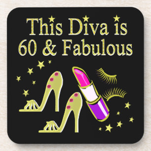 GORGEOUS GOLD 60TH BIRTHDAY HIGH HEEL DESIGN COASTER