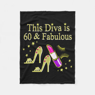 GORGEOUS GOLD 60TH BIRTHDAY HIGH HEEL DESIGN FLEECE BLANKET
