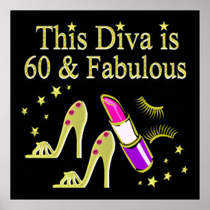 GORGEOUS GOLD 60TH BIRTHDAY HIGH HEEL DESIGN POSTER