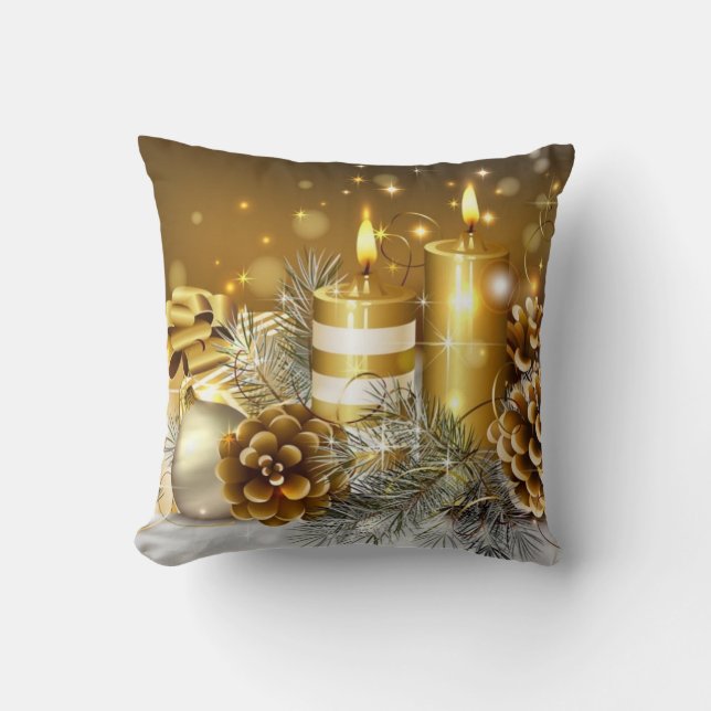 Gorgeous Gold Christmas Cards, Gifts Cushion (Front)