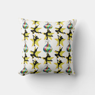GORGEOUS GOLD FIGURE SKATING CHRISTMAS DESIGNS CUSHION
