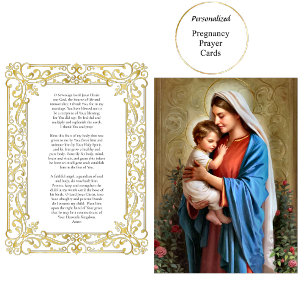 Gorgeous Gold Frame Catholic Pregnancy Prayer Card