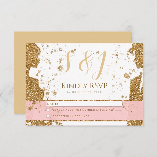 Gorgeous - Gold Pink RSVP 1 (Front/Back)