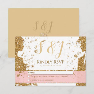 Gorgeous - Gold Pink RSVP 1 Card