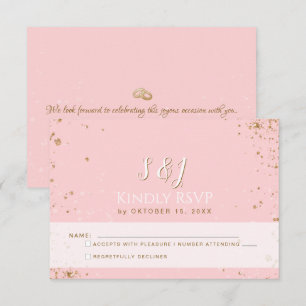 Gorgeous - Gold Pink RSVP 2 Card