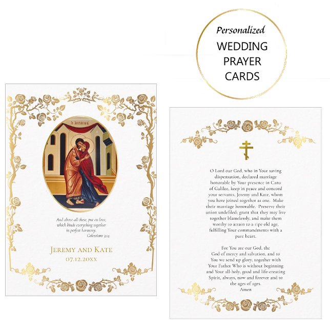 Gorgeous Gold Roses Orthodox Wedding Prayer Card (Creator Uploaded)