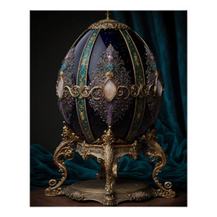 Gorgeous Gothic Egg With Gems In Faberge Style. Poster