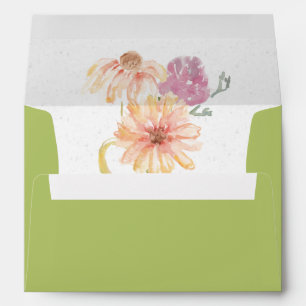Gorgeous Grass Green - Floral Pattern Inside Lined Envelopes